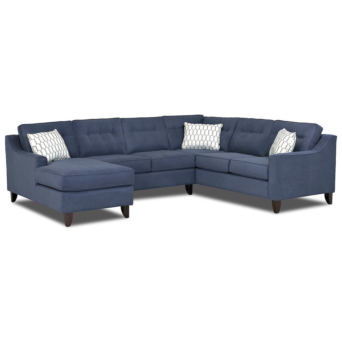 Klaussner Audrina Contemporary 3 Piece Sectional Sofa with Chaise